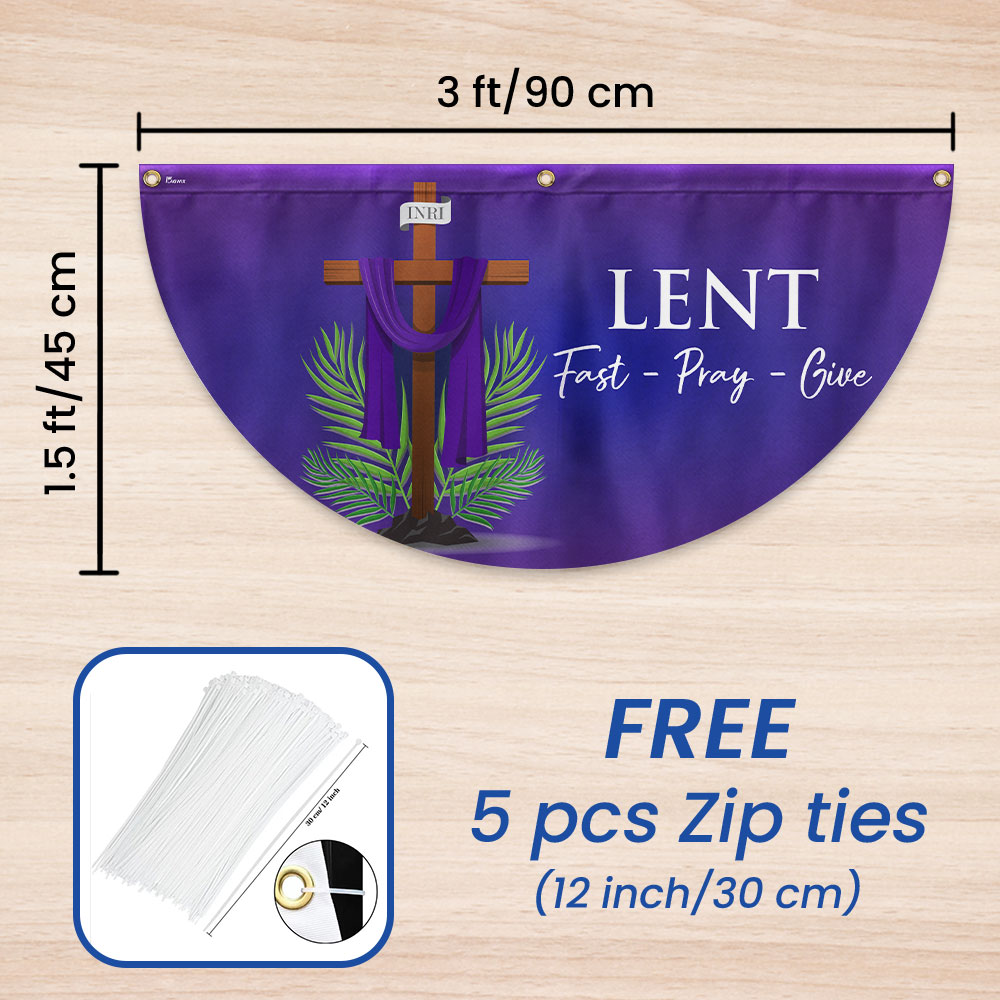 Lent Season Fast Pray Give Jesus Christian Cross Non-Pleated Fan Flag