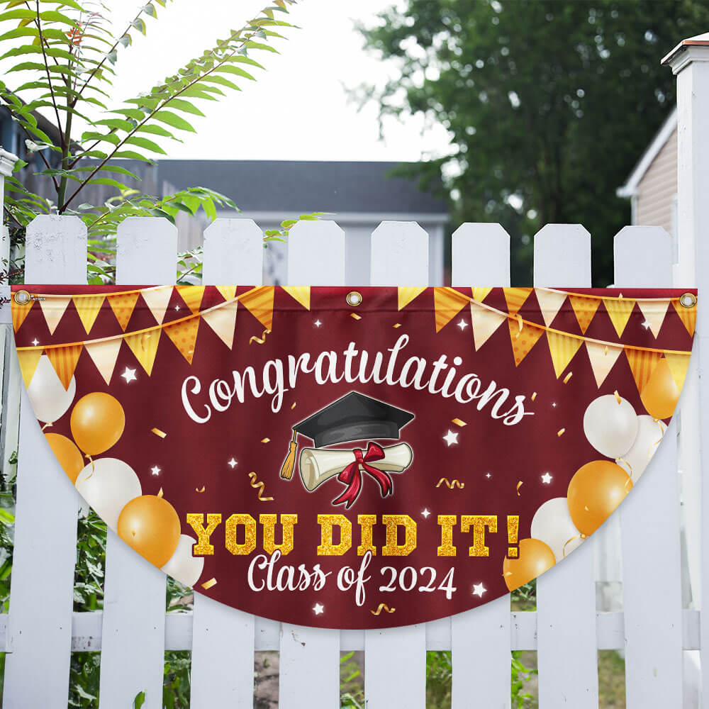 Congratulations You Did It, Happy Graduation Non-Pleated Fan Flag