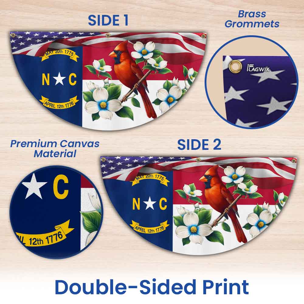 North Carolina State Dogwood Flower and Cardinal Non-Pleated Fan Flag