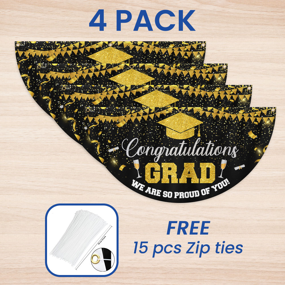 Congratulations Graduate, We Are So Proud Of You Graduation Non-Pleated Fan Flag