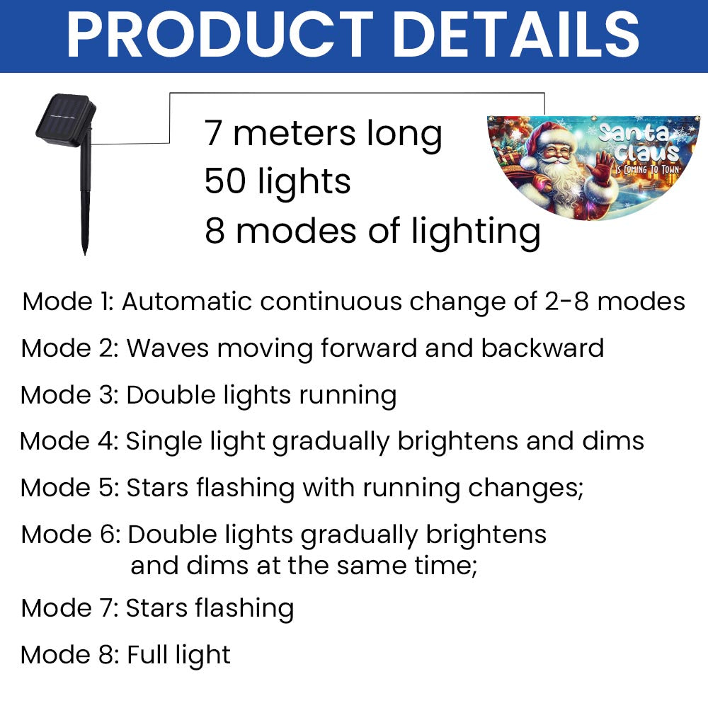Santa Claus Is Coming Christmas Solar Led Fan Flag