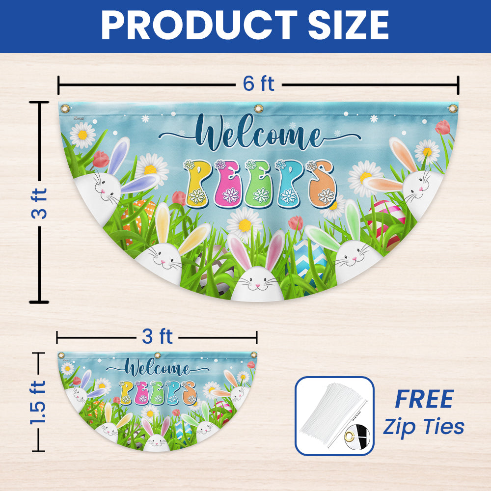 Easter Welcome Peeps Bunny Spring Time Non-Pleated Fan Flag