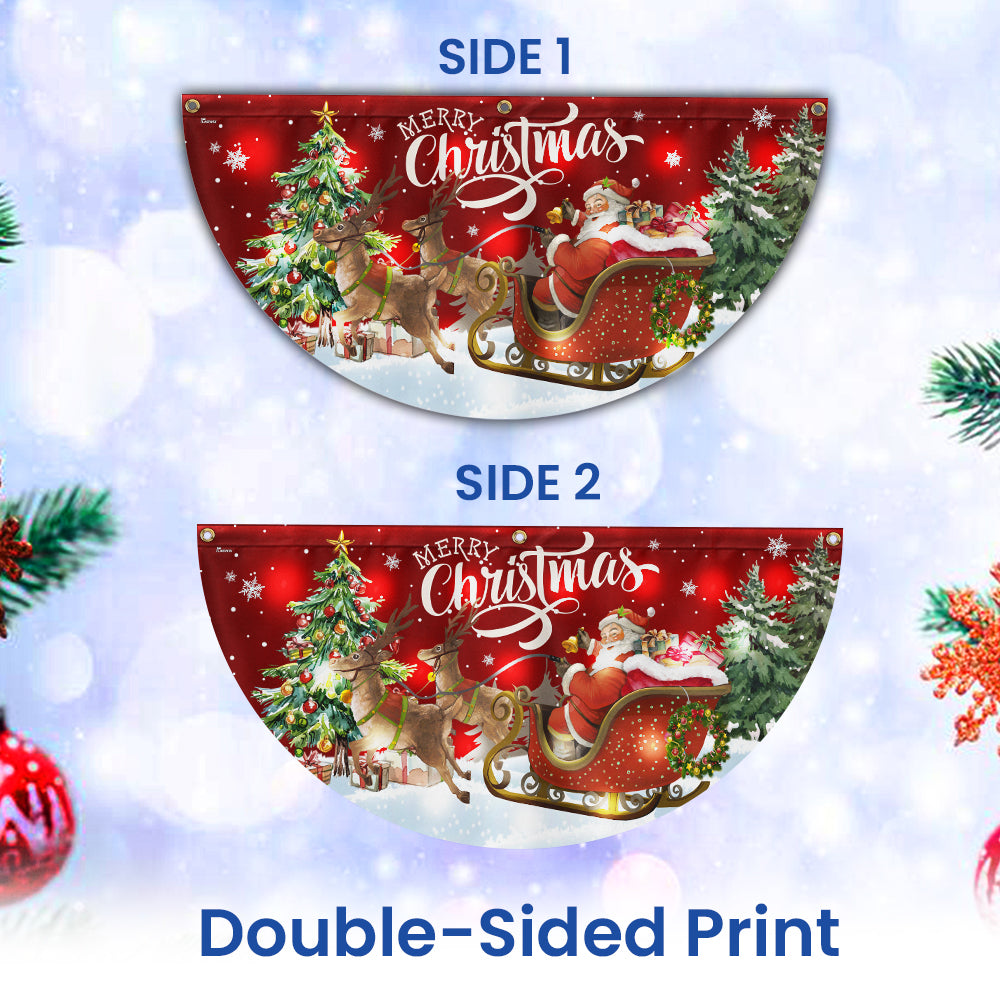 Merry Christmas Santa Claus with Sleigh and Reindeer Christmas Solar Led Fan Flag