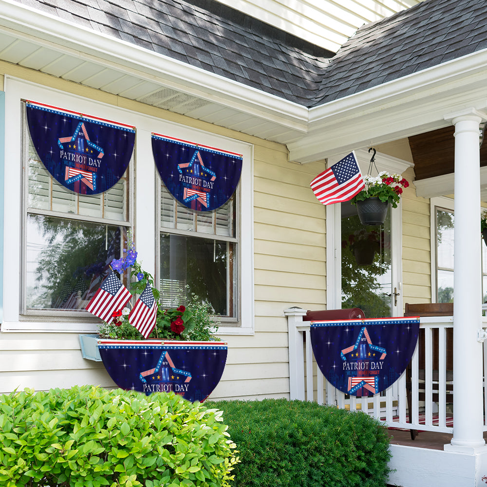 Patriot Day 9/11 We Will Never Forget September 11th Memorial Day Non-Pleated Fan Flag