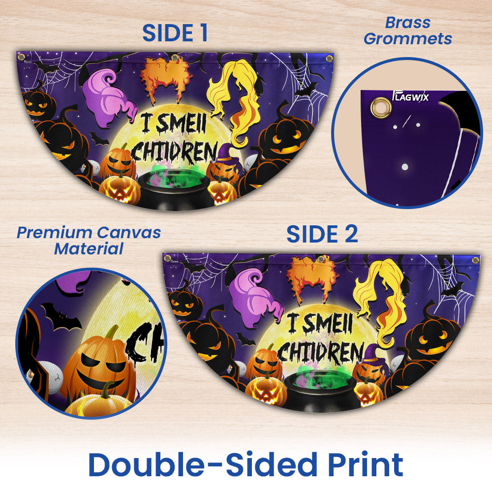 Halloween Three Witches I Smell Children Non-Pleated Fan Flag