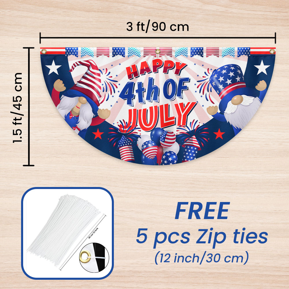 Flagwix American Flag - Happy 4th Of july Independence Day Gnomes Non-Pleated Fan Flag