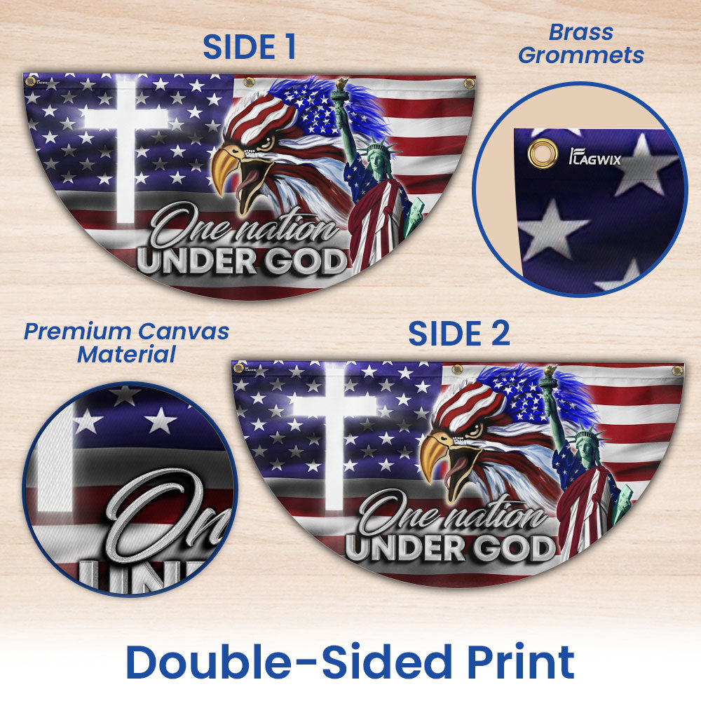 US Eagle Cross Freedom One Nation Under God Non-Pleated Fan Flag