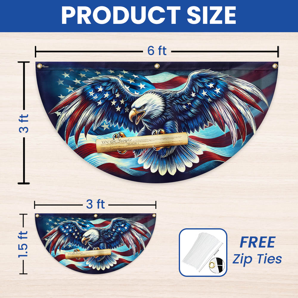 Patriotic Eagle We The People Non-Pleated Fan Flag