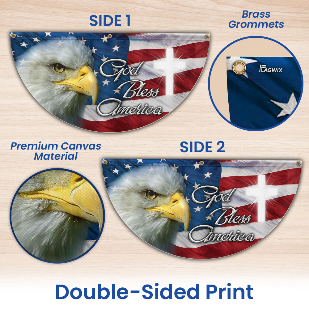 America flag | Eagle God Bless America Bunting Non-Pleated Fan Flag 3-Day Shipping