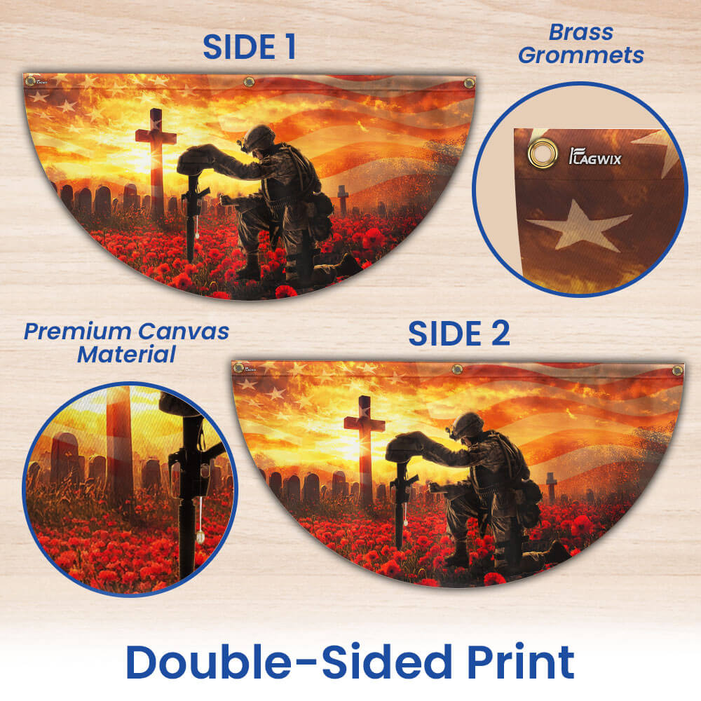 Memorial Day Honors Fallen Veterans Military Patriotic Non-Pleated Fan Flag