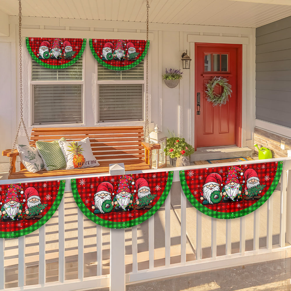 Gnome Christmas Non-Pleated Fan Flag