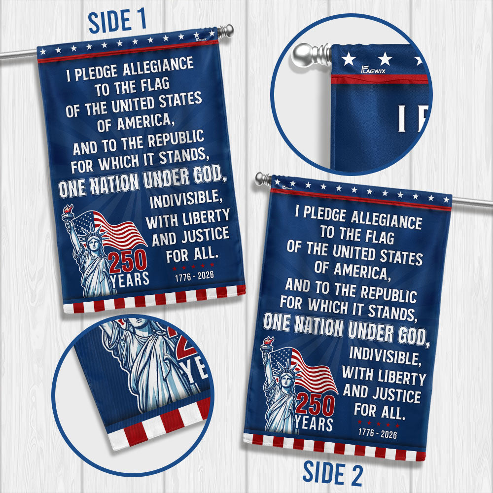 Pledge of Allegiance Garden Flag, One Nation Under God 250 Years 1776 2026 Flag Decor
