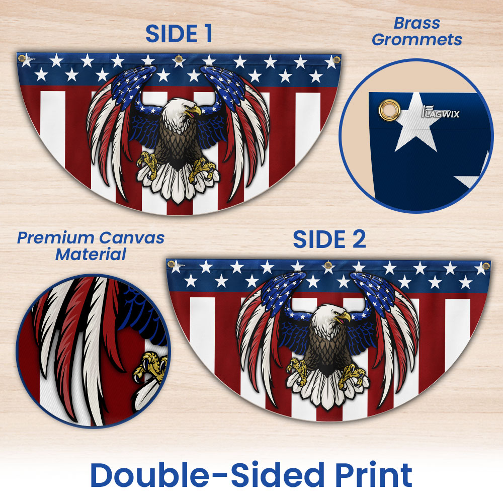American Bald Eagle Patriotic Non-Pleated Fan Flag