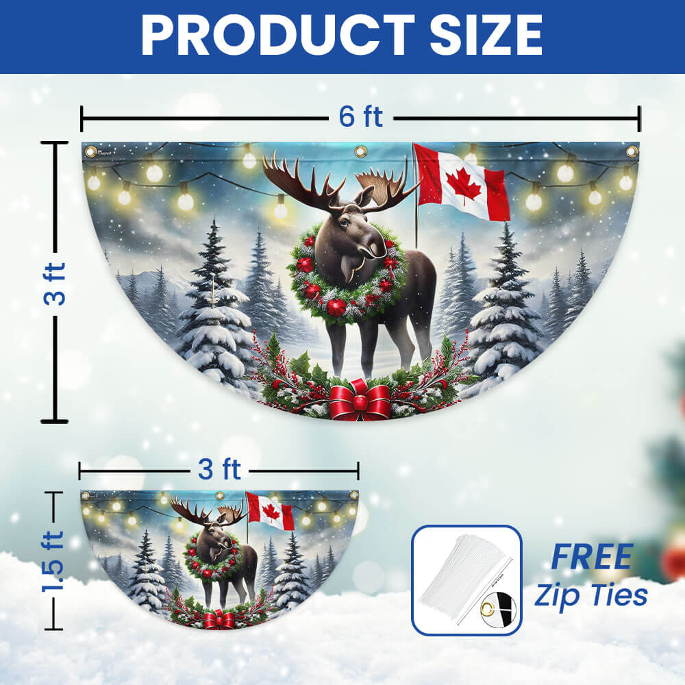 Canadian Moose Christmas Canada Winter Holidays Non-Pleated Fan Flag