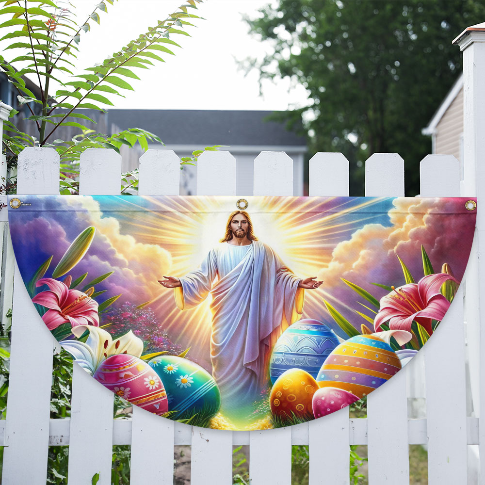 He Is Risen Easter Jesus Non-Pleated Fan Flag