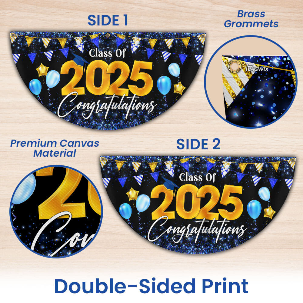 Graduation 2025 Senior Class Of 2025 Non-Pleated Fan Flag