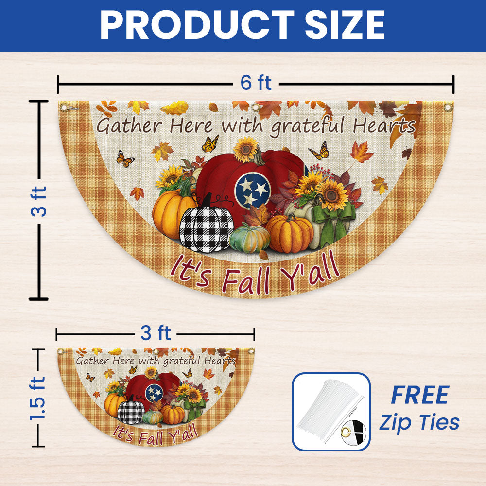 Fall Tennessee Flag It's Fall Y'all Halloween Pumpkin Thanksgiving Non-Pleated Fan Flag TPT2188FLv1