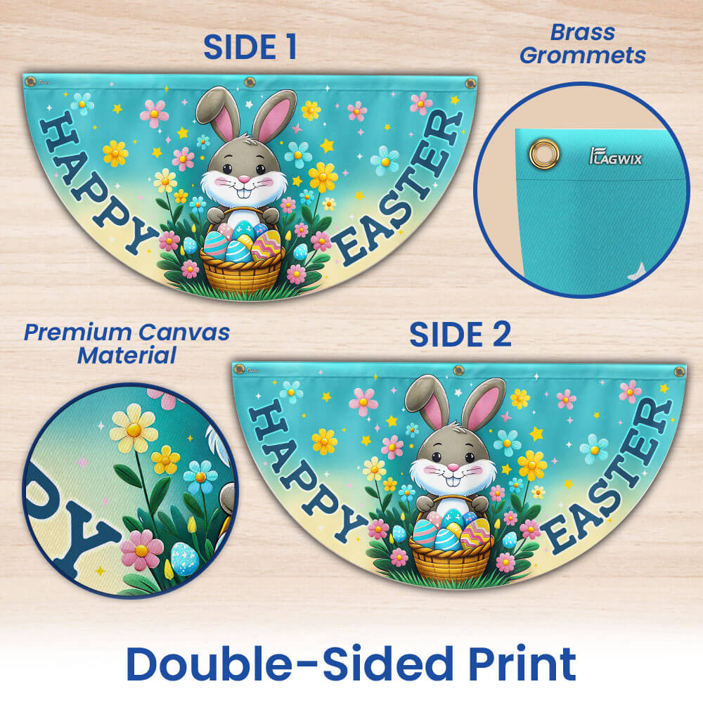 Happy Easter Bunny Non-Pleated Fan Flag