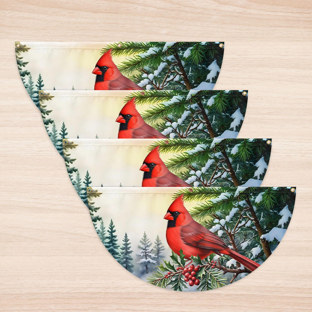 Cardinal Christmas Non-Pleated Fan Flag