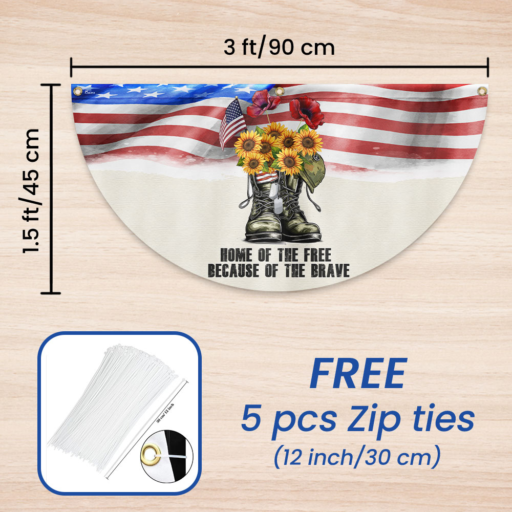 Memorial Day Veterans, Home Of The Free American Non-Pleated Fan Flag