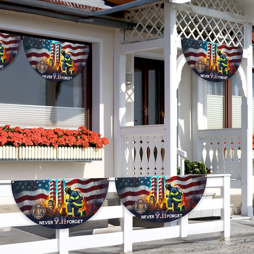 Patriot Day 911 Never Forget Firefighter Twin Tower American Non-Pleated Fan Flag