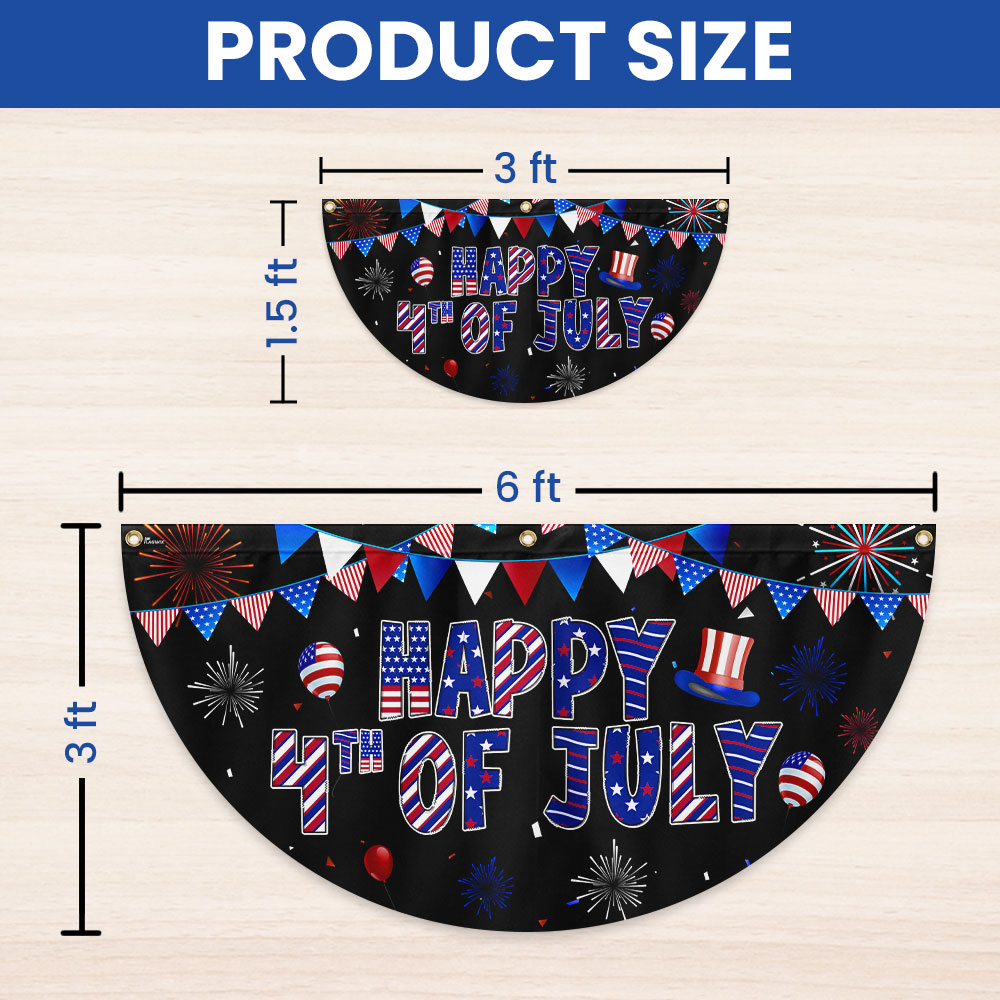 Flagwix American Flag - Happy 4th Of july Non-Pleated Fan Flag