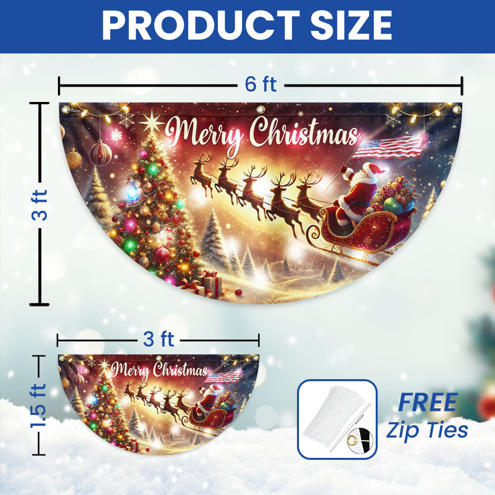 Merry Christmas Santa Claus with Sleigh and Reindeer Solar Led Fan Flag
