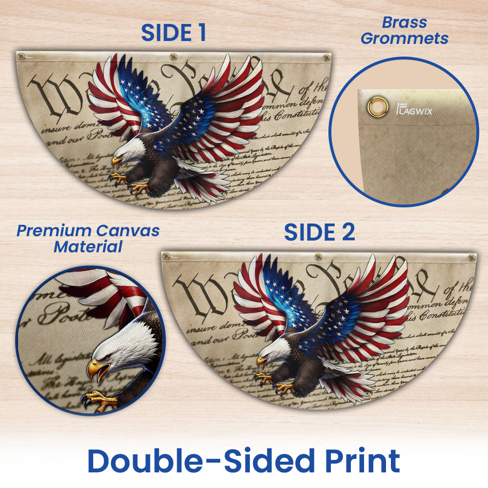 Flagwix American Flag - Patriotic Eagle We The People American Non-Pleated Fan Flag