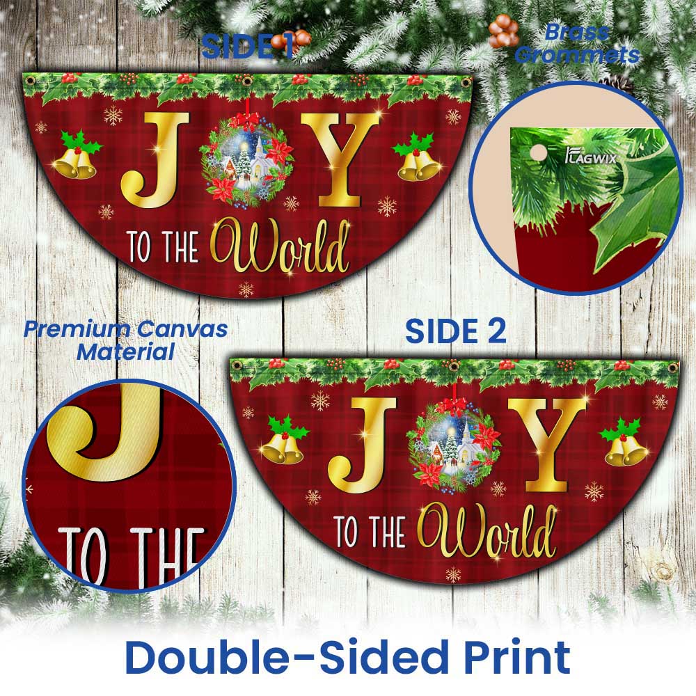 Joy to the World Christmas Fan Flag - Non-Pleated Holiday Décor & Gift