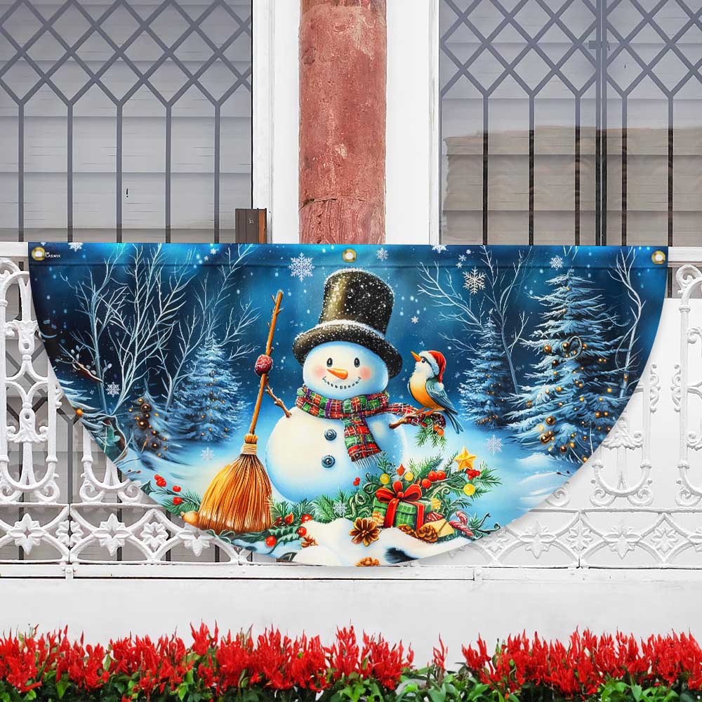 Snowman Let It Snow Christmas Non-Pleated Fan Flag