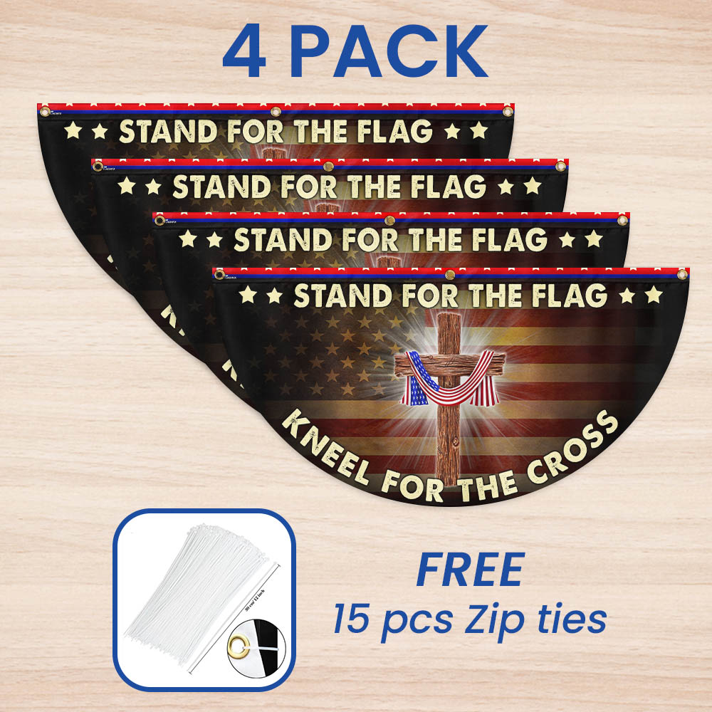 Stand For The Flag Kneel For The Cross Patriotic Non-pleated Fan Flag