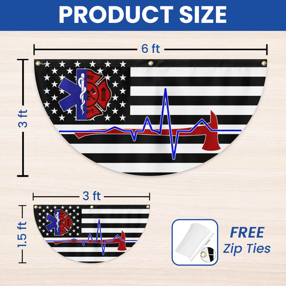 EMT Firefighter American Non-Pleated Fan Flag
