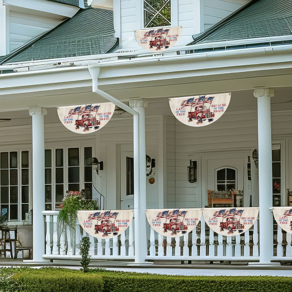 Land Of The Free Because Of The Brave 4th Of july Non-Pleated Fan Flag