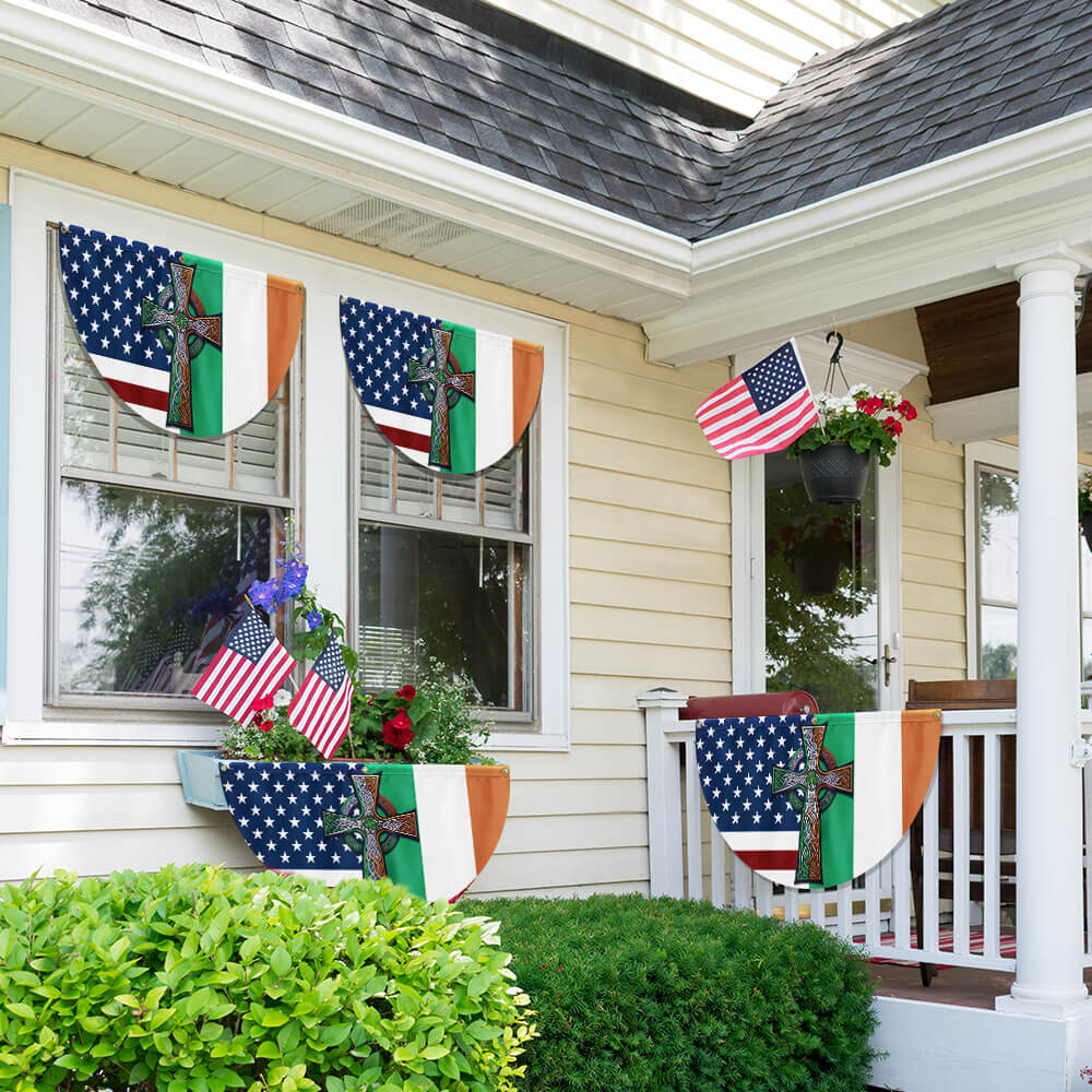 Irish Celtic Knot Cross St. Patrick’s Day Irish American Non-Pleated Fan Flag
