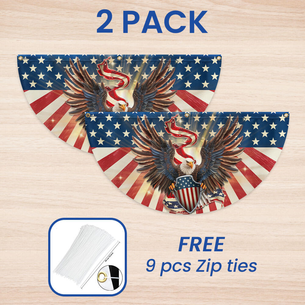 Flagwix American Flag - Patriotic Eagle American Non-Pleated Fan Flag Bunting