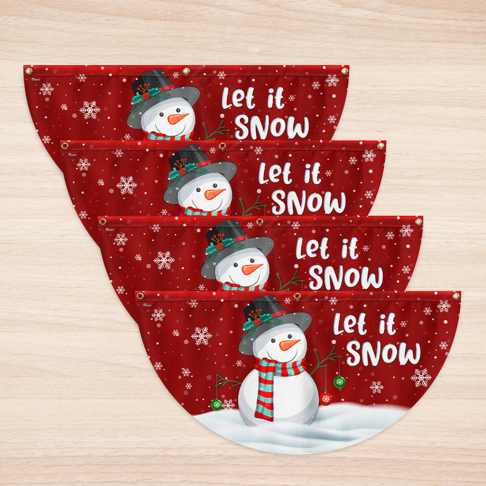 Christmas Flag Snowman Let It Snow Non-Pleated Christmas Fan Flag 3-Day Shipping