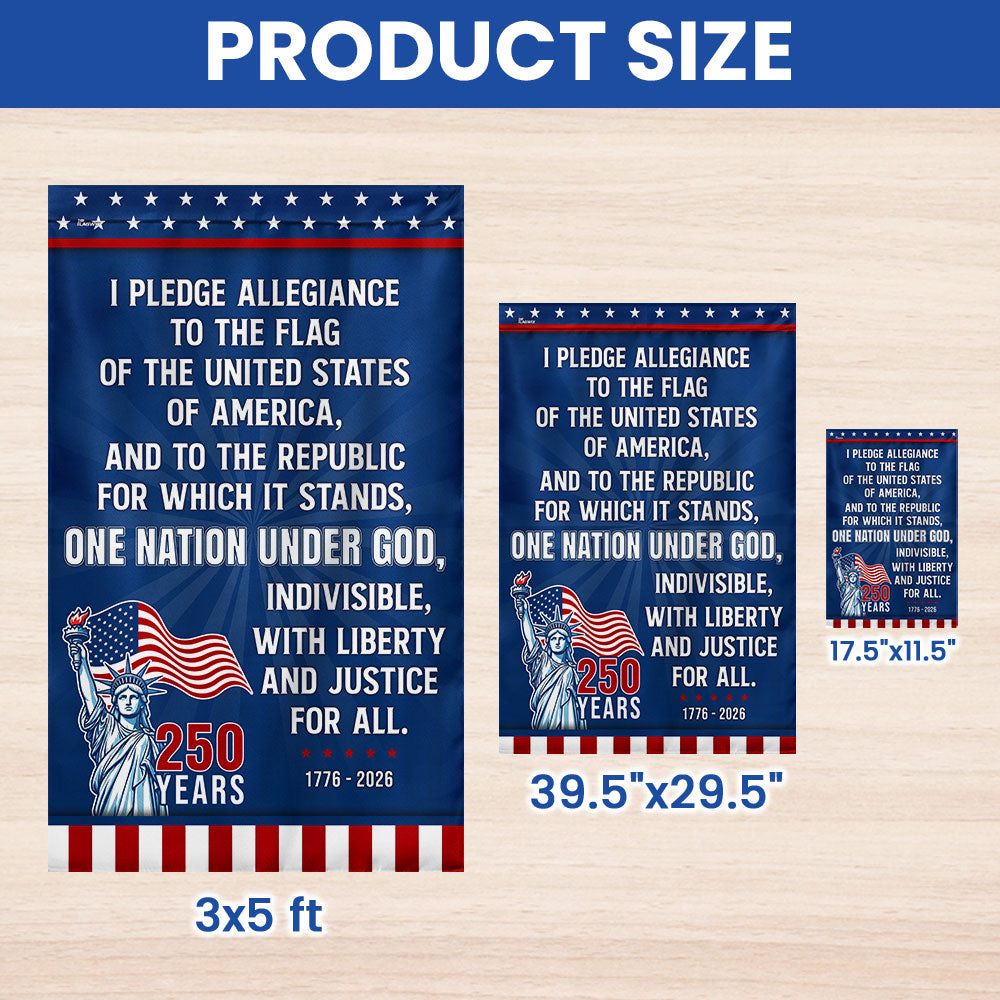 Pledge of Allegiance Garden Flag, One Nation Under God 250 Years 1776 2026 Flag Decor