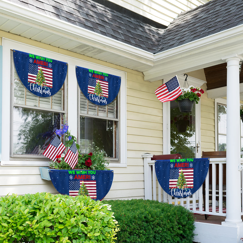 We Wish You Ameri Christmas Non-Pleated Fan Flag