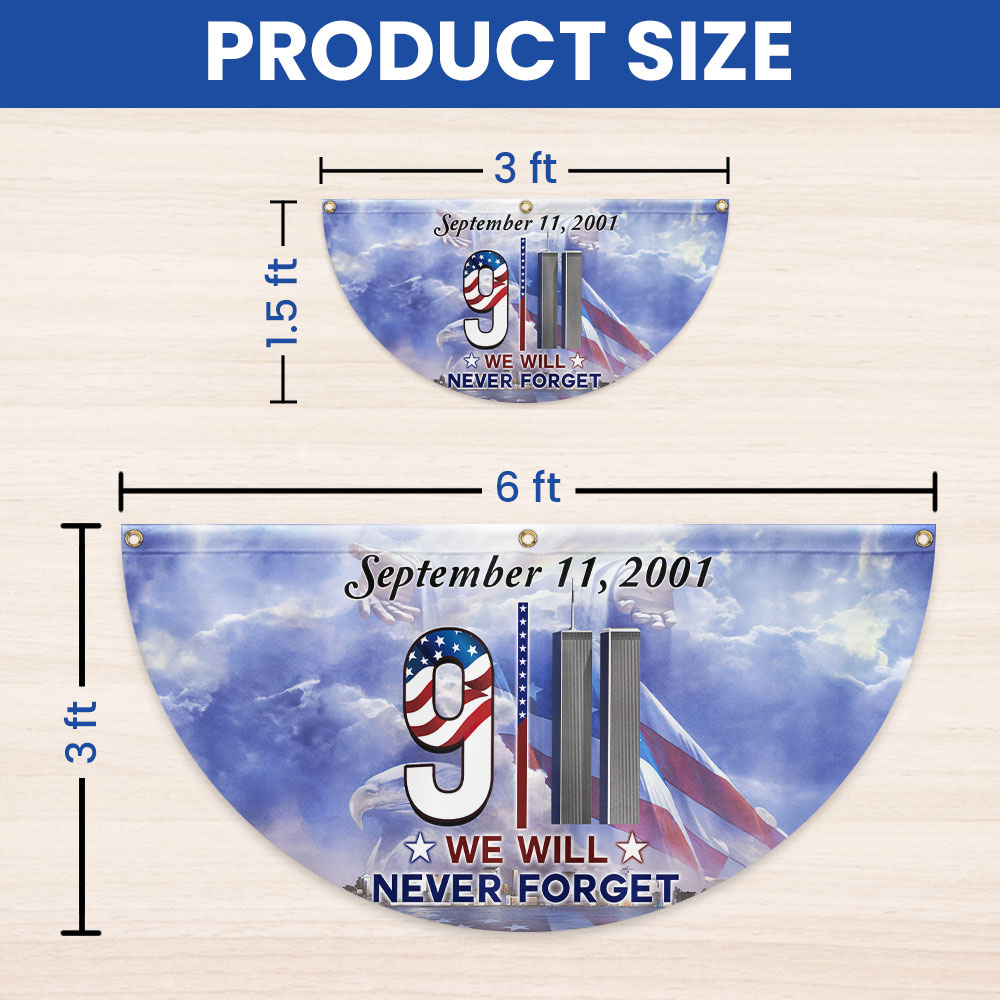 911 Patriot Day Never Forget September 11th Twin Towers 9/11 Non-Pleated Fan Flag