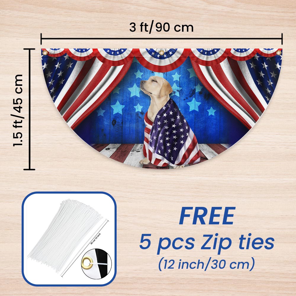 Flagwix American Flag - Patriotic Dog Yellow Labrador Retriever American Non-Pleated Fan Flag Wrapped in Glory TPT1634FLv1