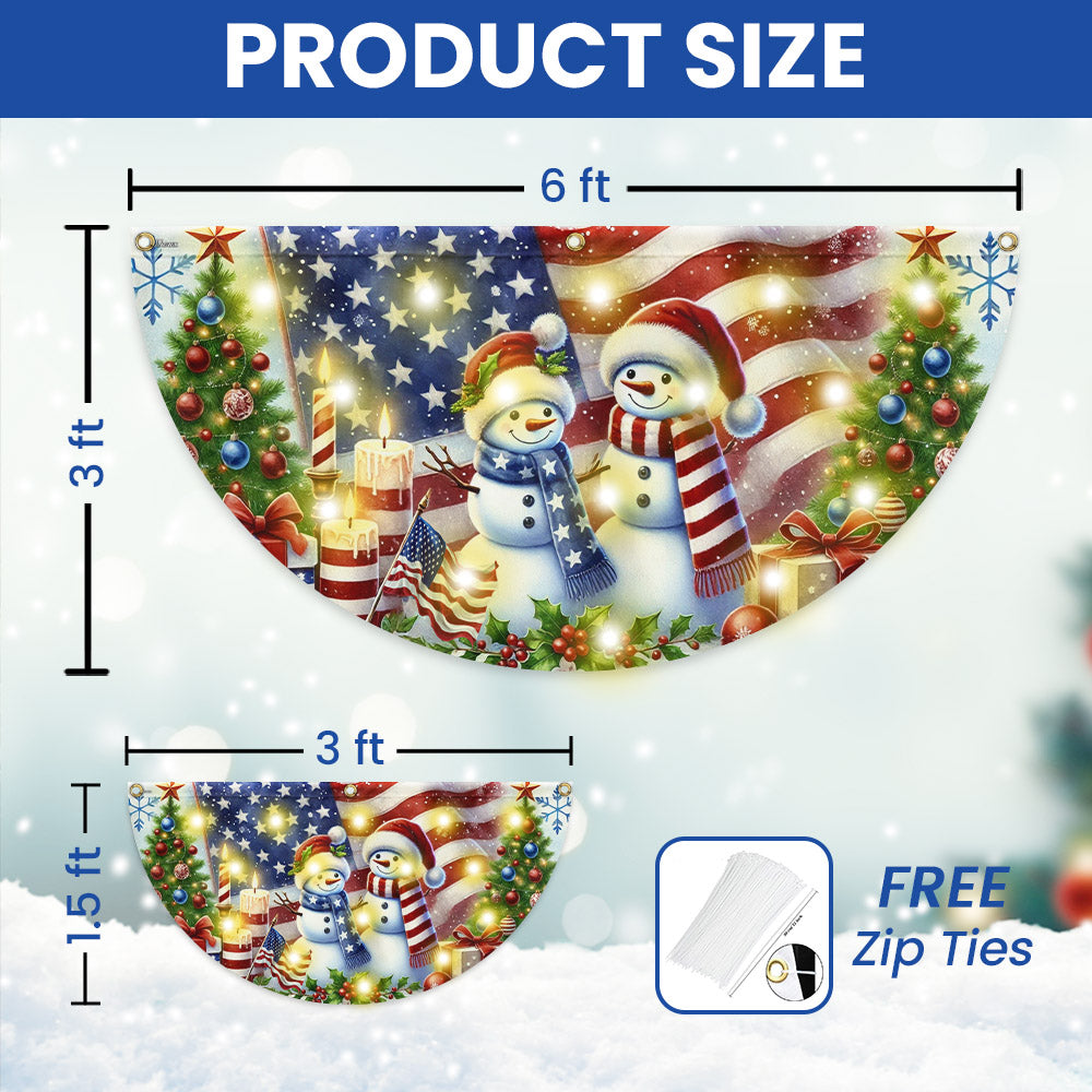 Snowman Merry Christmas American Solar LED Fan Flag