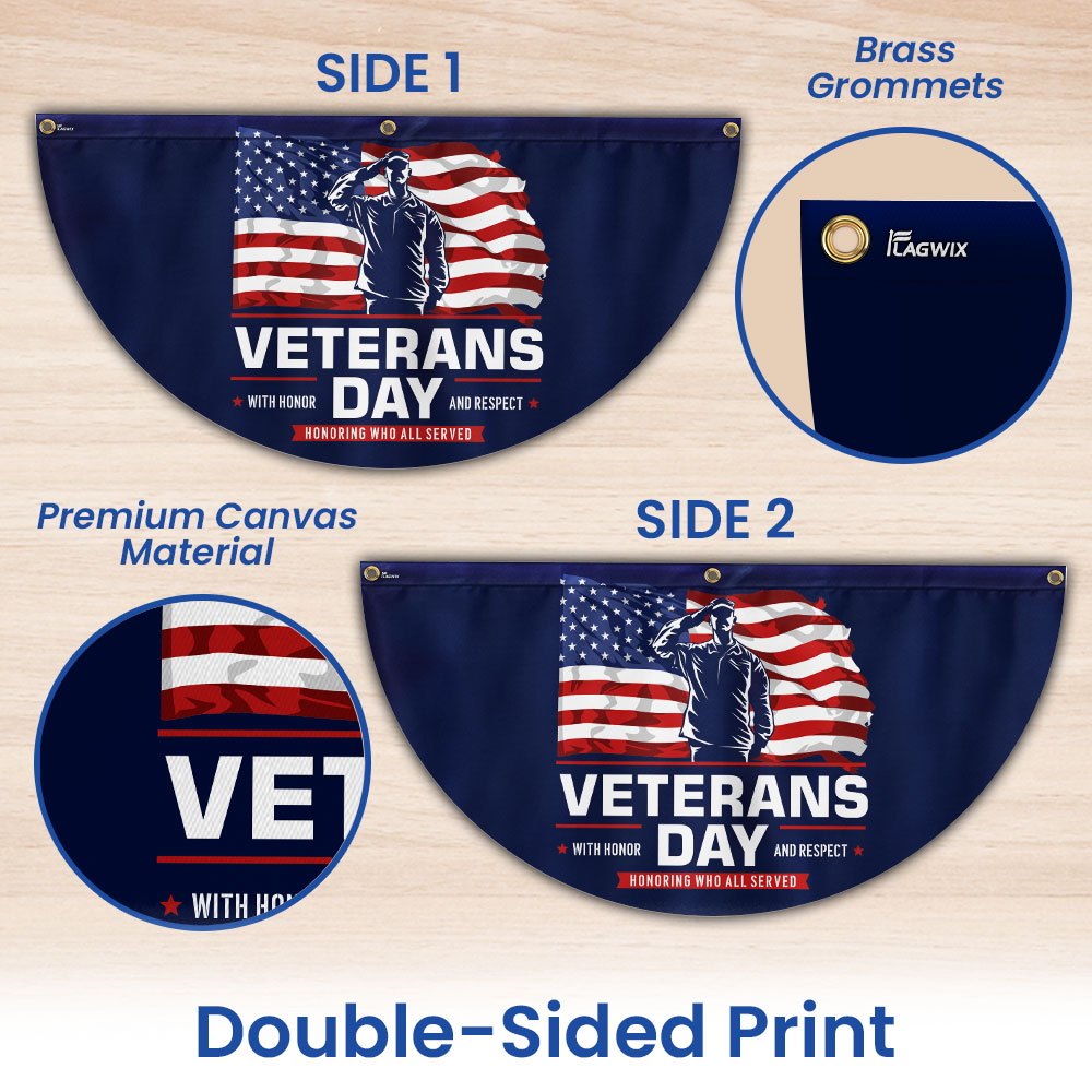 Veterans Day Honoring Who All Served With Honor and Respect Non-Pleated Fan Flag