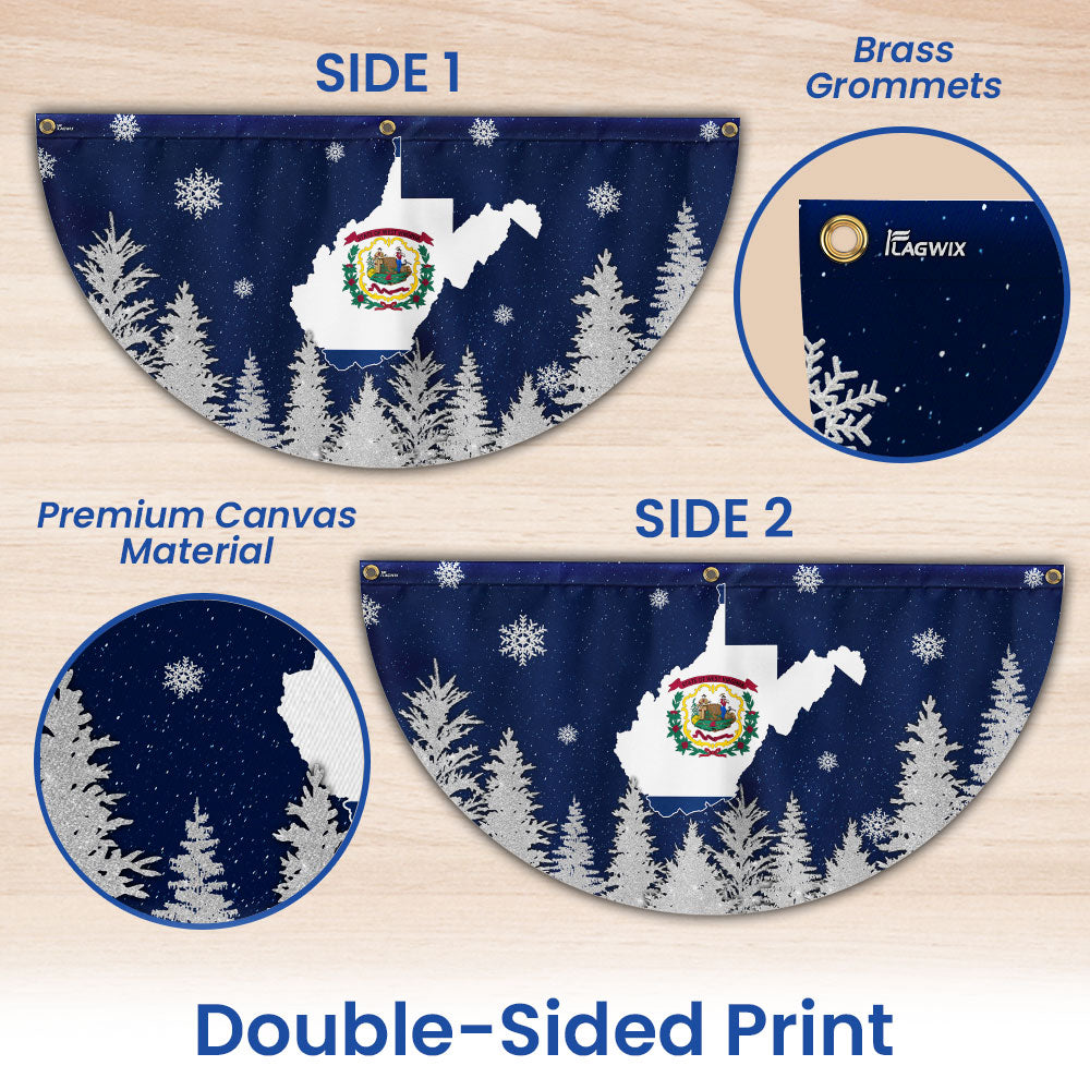 West Virginia Christmas Non-Pleated Fan Flag
