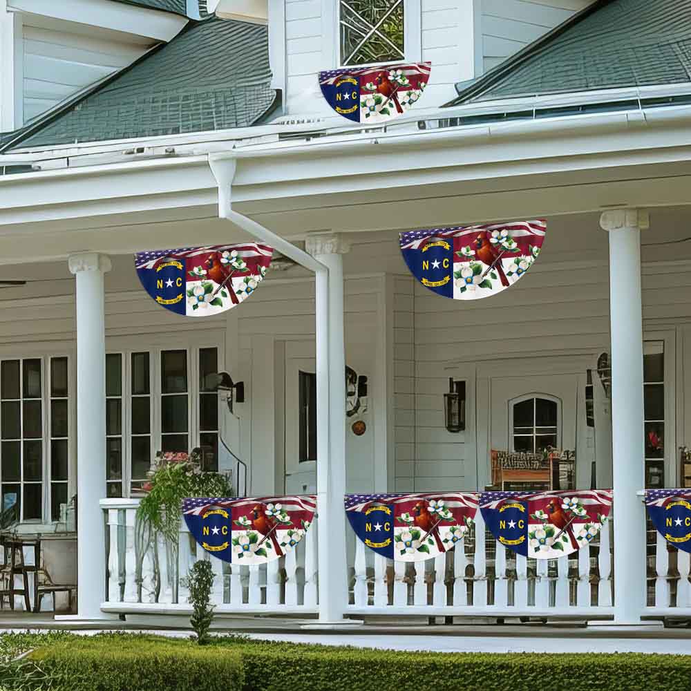 North Carolina State Dogwood Flower and Cardinal Non-Pleated Fan Flag
