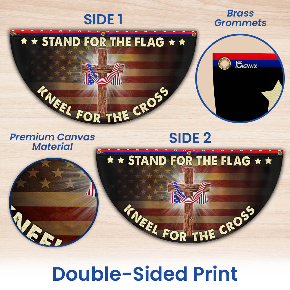 Stand For The Flag Kneel For The Cross Patriotic Non-pleated Fan Flag