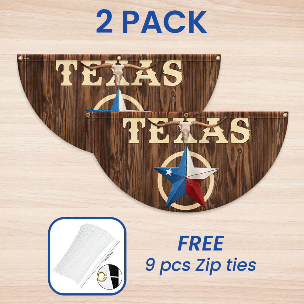 Texas Star Longhorn Non-Pleated Fan Flag