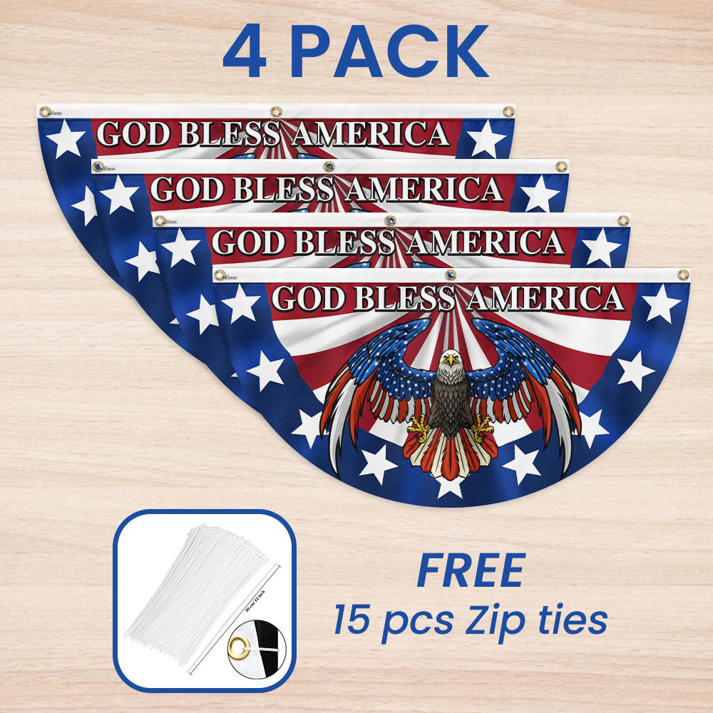 God Bless America Patriotic Eagle Non-Pleated Fan Flag
