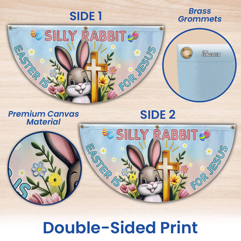 Bunny Easter Day Silly Rabbit Easter is for Jesus Non-Pleated Fan Flag