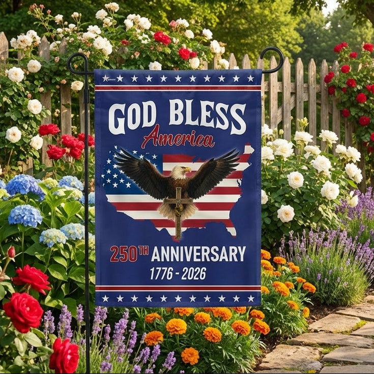 Patriotic Christ 250th Anniversary American Flag, God Bless 1776–2026 Flag
