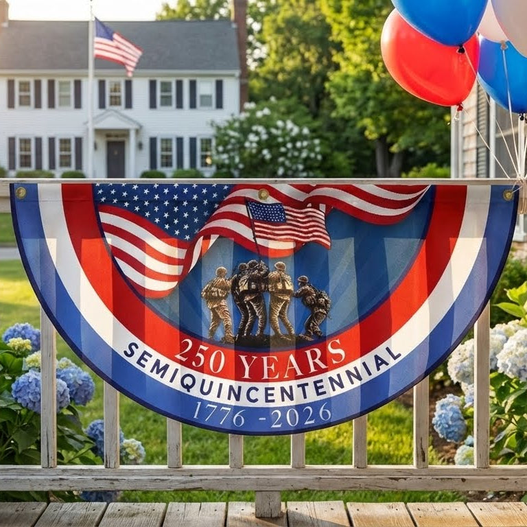Flagwix American Flag - USA 250th Anniversary Semiquincentennial Non-Pleated Fan Flag